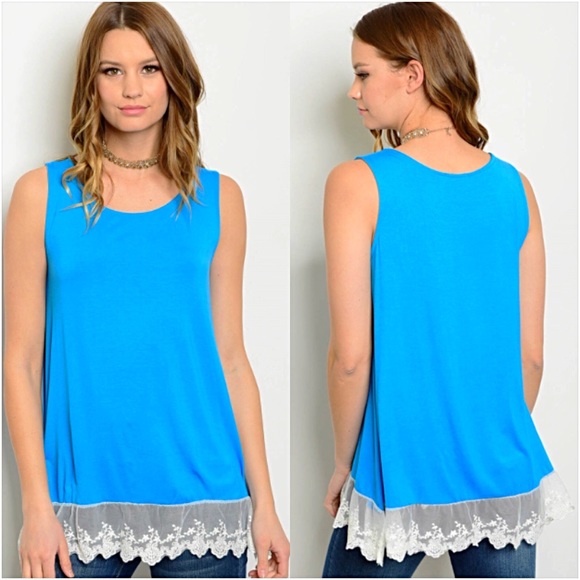 Soft Flowy Lace Hem Tunic Tank Top SML - Picture 5 of 7